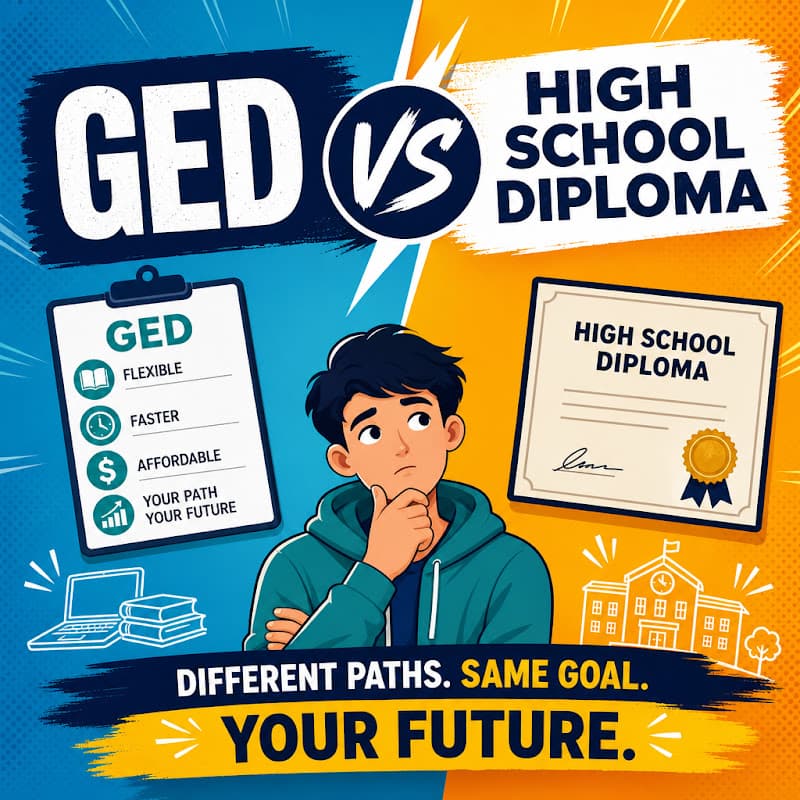 Cover image for GED Vs High School Diploma: Which Should You Choose? Cover image for blog post: GED Vs High School Diploma: Which Should You Choose? - Emily Carter