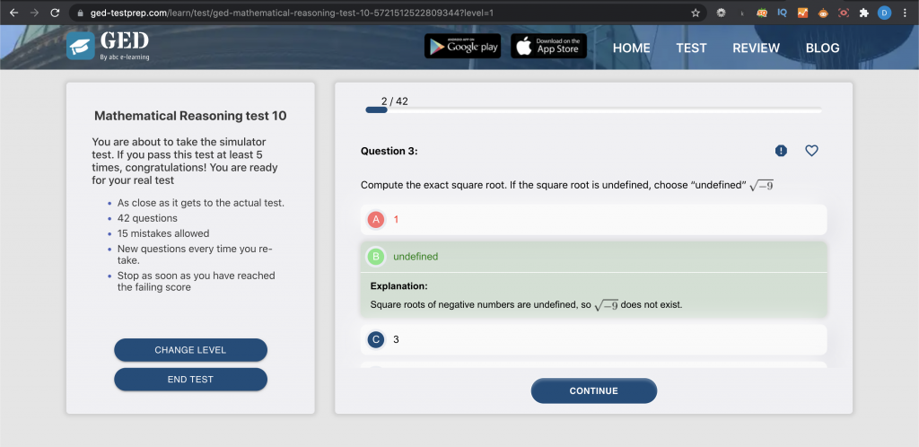 GED math practice test